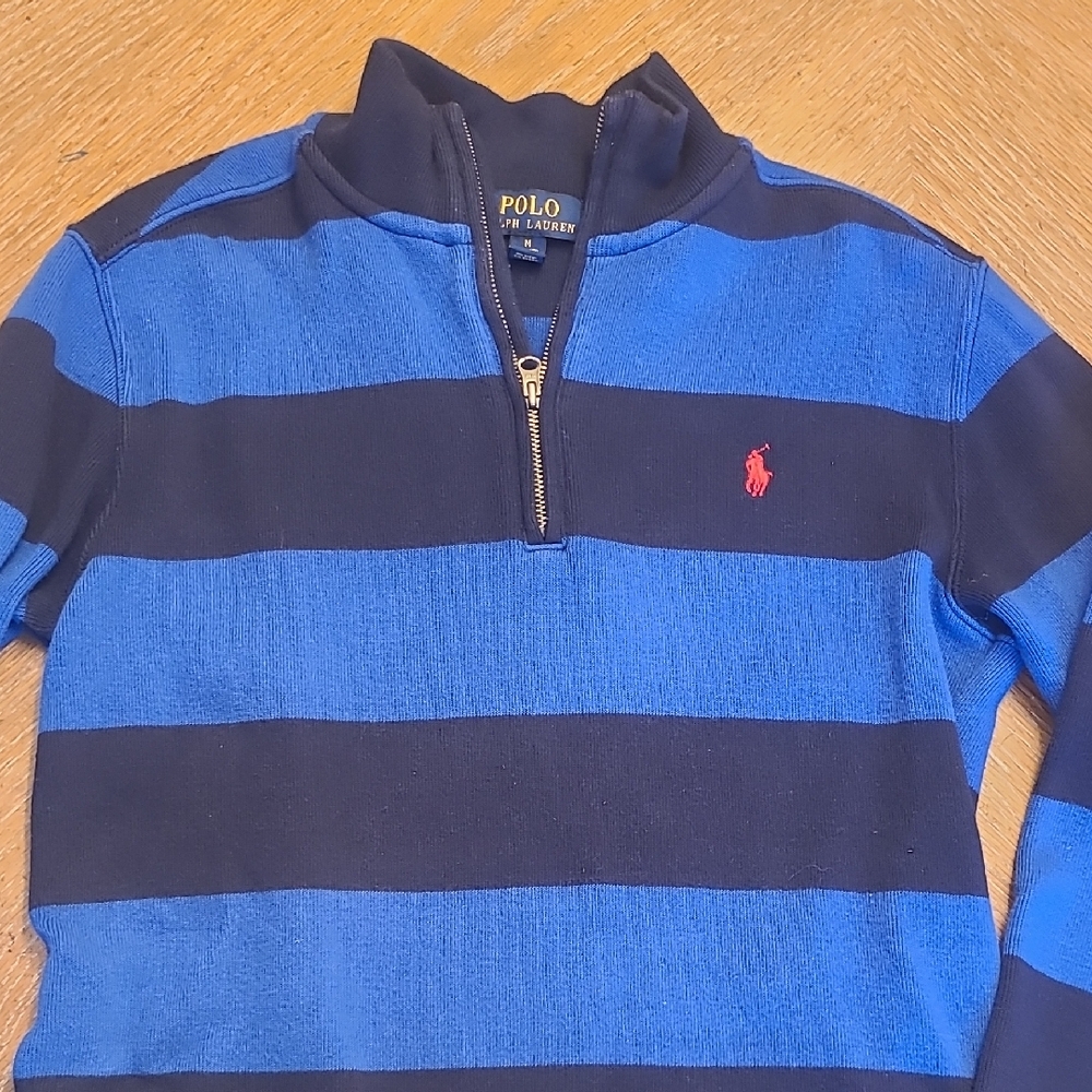 Polo by Ralph Lauren Kids Blue and Black Striped Sweater